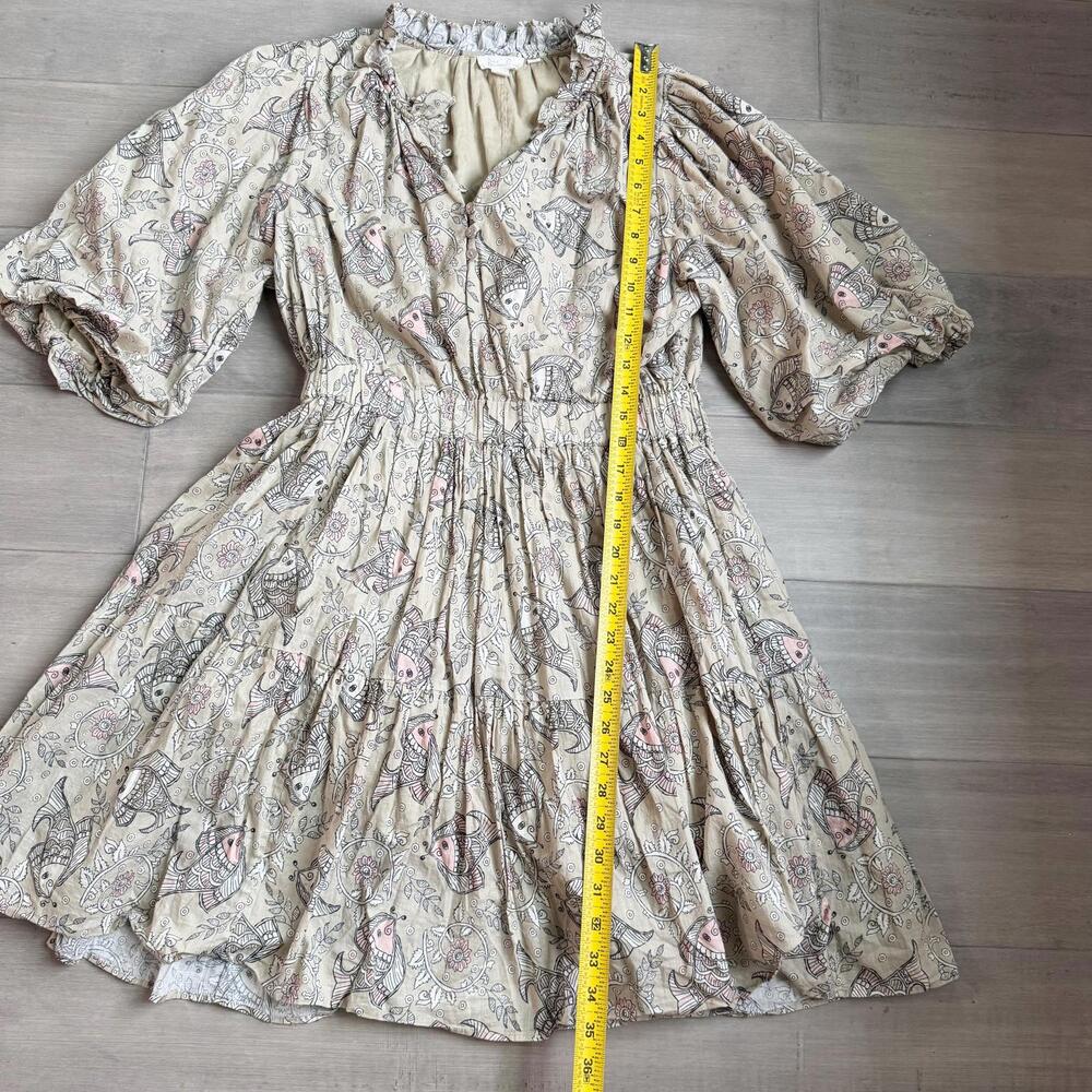 Anthropologie x Let Me Be Celeste Casual Printed Puff Sleeve Dress Size 10 - Picture 5 of 9